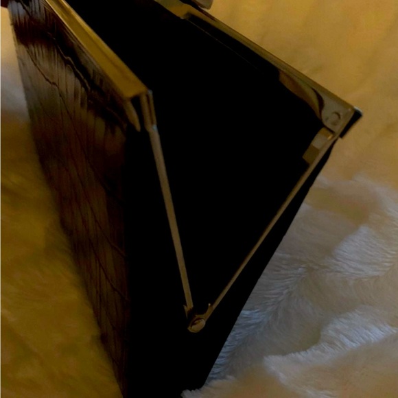 Black croc print clutch bag purse - Picture 3 of 10